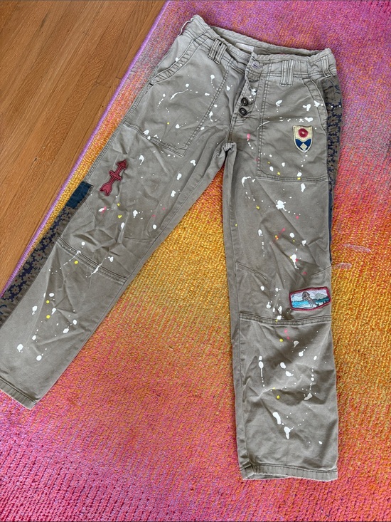 Pilcro Pants - PILCRO Paint-Splatter Patch Utility Pants - Olive